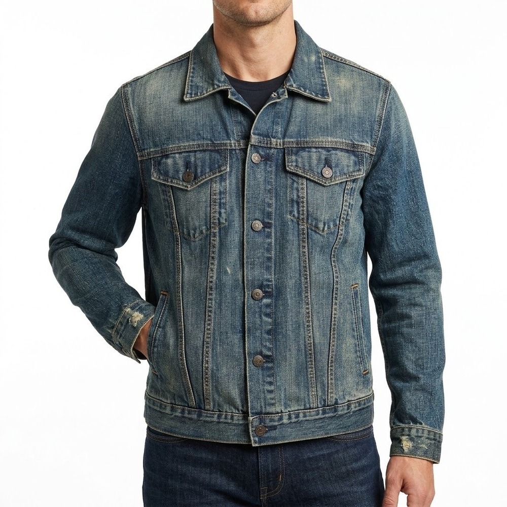 Gap Denim Trucker Jacket Mens Medium Blue Cotton Vintage 2005 Y2K Rugged Utility